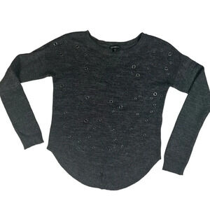Express Mohair Grommet / Eyelet Detail Sweater - Charcoal Gray - Size Small‎